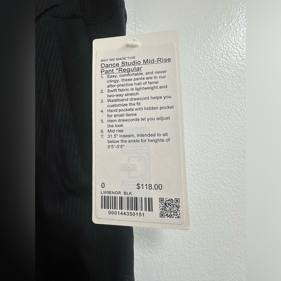 LuluLemon Dance Studio Mid-Rise Pant Regular in Black - Picture 6 of 10